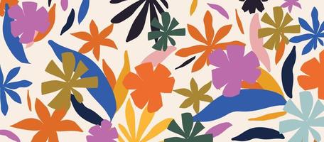 färgglada organiska former doodle samling. söta botaniska former, slumpmässiga barnsliga klotterutskärningar av tropiska löv och blommor, dekorativ abstrakt konstvektorillustration vektor