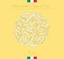italienisches essen ellbogenförmige pasta alias makkaroni, skizzieren von illustrationen im vintage-stil vektor