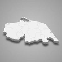 3D-karta över pattani är en provins i Thailand vektor