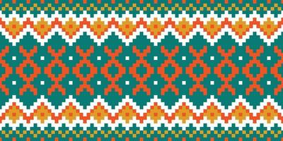 Afrikanische Stoffmuster. Ethno-Boho-Muster mit geometrischen Mustern in leuchtenden Farben. Design für Teppich, Tapete, Kleidung, Verpackung, Batik, Stoff, Vektorillustrationsstickerei in ethnischen Themen. vektor