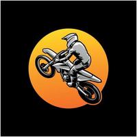 Springender Motocross-Action-Illustrationsvektor vektor