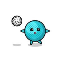 charakterkarikatur des stacheligen balls spielt volleyball vektor
