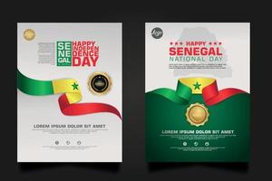 Set Poster Promotions Senegal Happy Republic Day Hintergrundvorlage. vektor