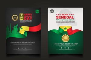 Set Poster Promotions Senegal Happy Republic Day Hintergrundvorlage. vektor