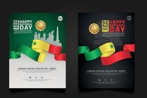 Set Poster Promotions Senegal Happy Republic Day Hintergrundvorlage. vektor