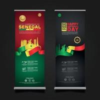 ställa in rulla upp banner kampanjer senegal glada republiken dag bakgrundsmall vektor