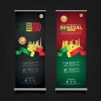 ställa in rulla upp banner kampanjer senegal glada republiken dag bakgrundsmall vektor