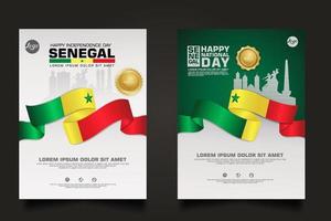 Set Poster Promotions Senegal Happy Republic Day Hintergrundvorlage. vektor