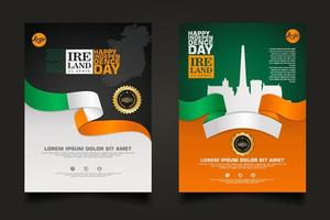 Set Poster Promotions Irland Happy Independence Day Hintergrundvorlage. vektor