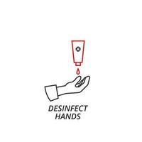Hände mit Seifensymbolvektor desinfizieren vektor