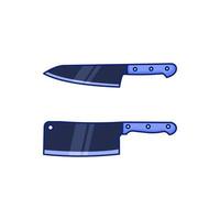 tecknad kökskniv och slaktkniv ikon med på vit bakgrund vektor