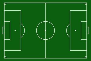 Fußball-Fußballplatz-Vektor-Illustration. Trainertisch zur Taktikpräsentation für Spieler