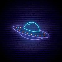 neon ufo-skylt. vektor