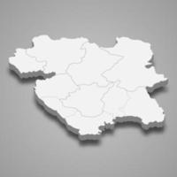 3D isometrisk karta över Kurdistan är en provins i Iran vektor