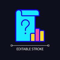 RGB-Farbsymbol für unklare Daten für dunkles Thema. Business-Infografik-Probleme. Dokument und Informationsquelle. einfache gefüllte Strichzeichnung auf dem Hintergrund des Nachtmodus. editierbarer Strich. vektor