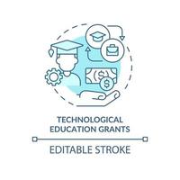 teknisk utbildning ger turkos konceptikon. federal tech utbildning abstrakt idé tunn linje illustration. isolerade konturritning. redigerbar linje. vektor