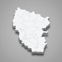 3D isometrisk karta över Luhansk oblast är en region i Ukraina vektor
