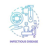 infektionssjukdom blå gradient koncept ikon. tillhandahållande av hälso- och sjukvård. medicinsk center tjänst abstrakt idé tunn linje illustration. isolerade konturritning. vektor