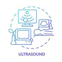 Symbol für das Konzept des blauen Gradienten für Ultraschall. Technik der Körperforschung. Patientenversorgung. diagnostische bildgebung abstrakte idee dünne linie illustration. isolierte Umrisszeichnung. vektor