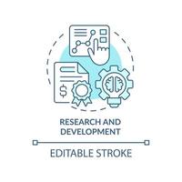 forskning och utveckling turkos koncept ikon. hjälpprogram för entreprenörer abstrakt idé tunn linje illustration. isolerade konturritning. redigerbar linje. vektor