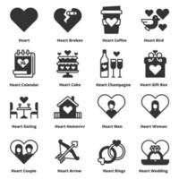 hjärta kärlek ikoner linje färg vektor illustration