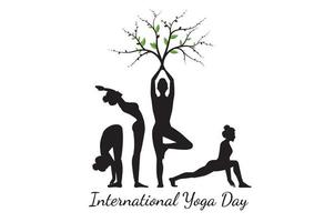 Internationaler Yoga-Tag, Surya Namaskar. Silhouetten-Yoga. Vektor-Illustration vektor