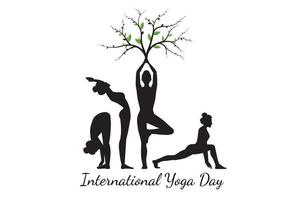 internationella yogadagen, surya namaskar. siluett yoga. vektor illustration