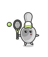 zeichentrickfigur des löffels als tennisspieler vektor