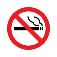 skylt förbjudet rökning, logotyper och skyltar är förbjudna att röka, svarta cigaretter med rök i den röda cirkeln överstruken vektor