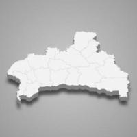 3D-Karte des Oblast Brest ist eine Region von Weißrussland vektor