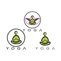 Logo-Design von Menschen, die Yoga-Symbol-Symbol-Illustrationsvektor machen vektor