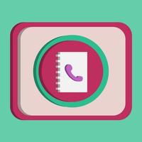 3D-Telefonbuchsymbol-Schaltflächenvektor mit türkisfarbenem und rosafarbenem Hintergrund, am besten für Immobiliendesign-Bilder, editierbare Farben, beliebte Vektorillustration vektor