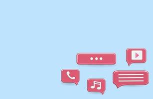 3D-chatt-smartphone-ikonvektor med röd färg och blå bakgrund för ditt inlägg på sociala medier eller säljfrämjande företag vektor
