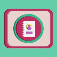 3d kontaktperson bok ikon knapp vektor med turkos och rosa bakgrund, bäst för fastighetsdesign bilder, redigerbara färger, populär vektorillustration