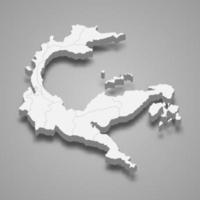 3D isometrisk karta över centrala Sulawesi är en provins i Indonesien vektor