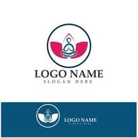 logotyp design av människor som gör yoga symbol ikon illustration vektor