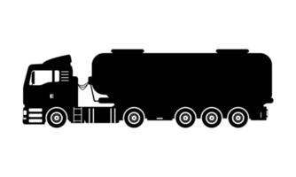 Kraftstofftank-LKW-Industriefahrzeug, Silhouettenillustration für schwere Ausrüstung. vektor