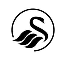 svart svanfågel siluett, djur vattenfågel logotyp illustration. vektor