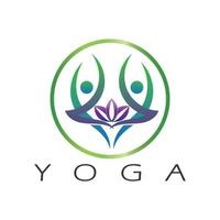 Logo-Design von Menschen, die Yoga-Symbol-Symbol-Illustrationsvektor machen vektor