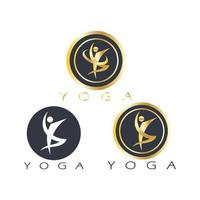 Logo-Design von Menschen, die Yoga-Symbol-Symbol-Illustrationsvektor machen vektor