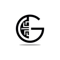 en logotyp med initialerna bokstaven g som är tech i enkel stil vektor