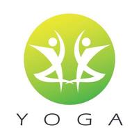 Logo-Design von Menschen, die Yoga-Symbol-Symbol-Illustrationsvektor machen vektor