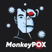 Monkeypox-Virus-Poster-Design für Ihre Website oder Ihr Design. virale Hautinfektion. Vektor-Illustration. vektor