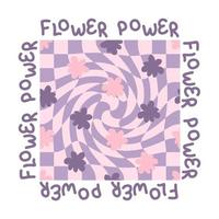 Flower-Power-Slogan-Grafik mit groovigen Blumen für T-Shirt, Textil und Druck. vektor