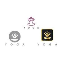 Logo-Design von Menschen, die Yoga-Symbol-Symbol-Illustrationsvektor machen vektor