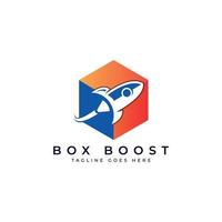 Box-Boost-Logo-Design, Box-Raketen-Booster-Boosting-Logo vektor