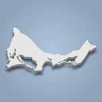 Isometrische 3D-Karte von Providenciales ist eine Insel auf den Caicos-Inseln vektor