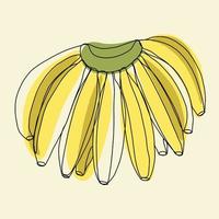 Einfachheit Bananenfrucht Freihand kontinuierliche Linienzeichnung flaches Design. vektor