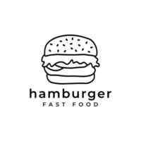 hamburgare logotyp design linjekonst ritstil vektor