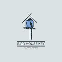 Vogelhaus-Schlüssel-Immobilien-Logo-Vorlagendesign für Marke oder Unternehmen und andere vektor